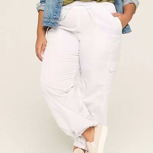 Women's Parachute Cargo White Pants